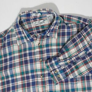 Sears Roebuck Shirt Mens 2XL Plaid Single Needle Tailoring Long Sleeve